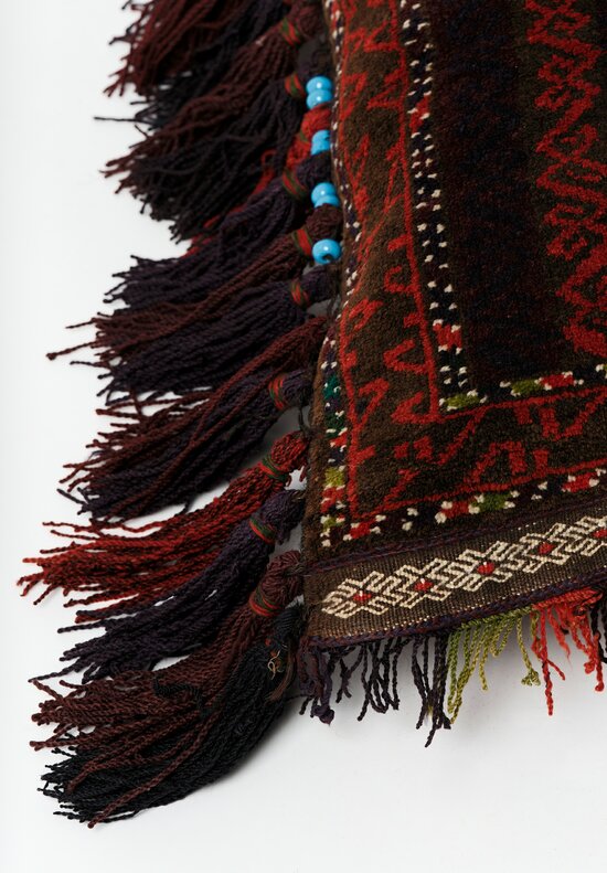 Afghan Baluch Balisht Bag Vintage Pillow Rug with Fringe	