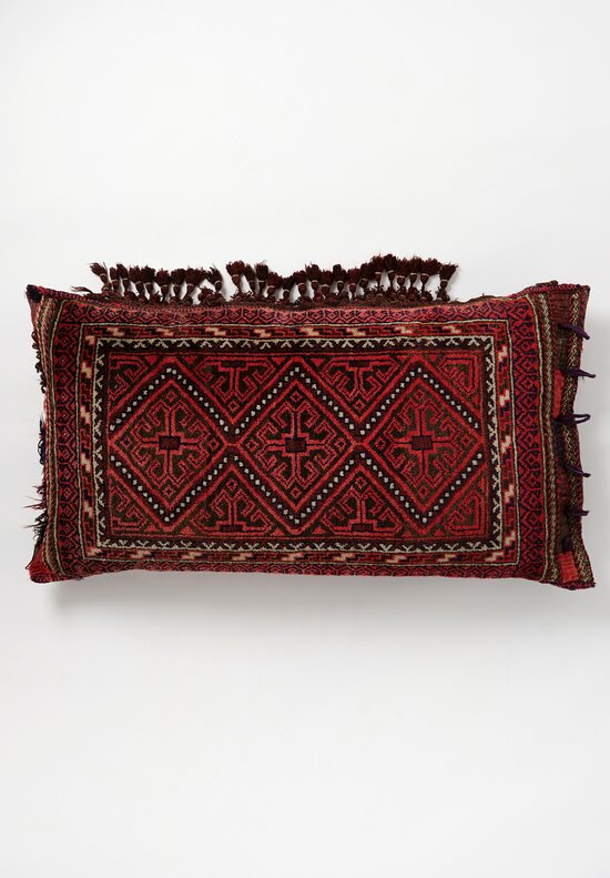 Afghan Baluch Balisht Bag Vintage Pillow Rug with Tassels