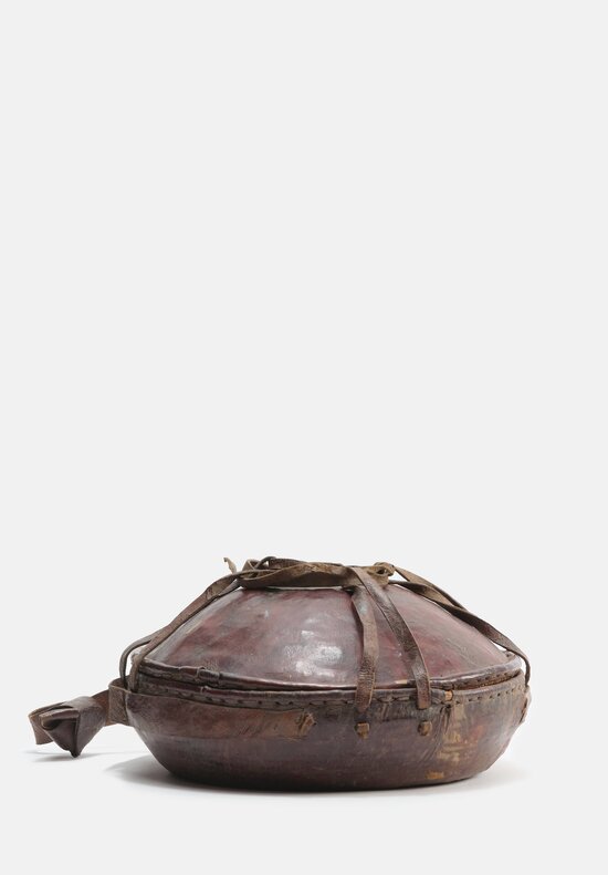 Vintage Leather Basket Food Container from the Gurague People Large	