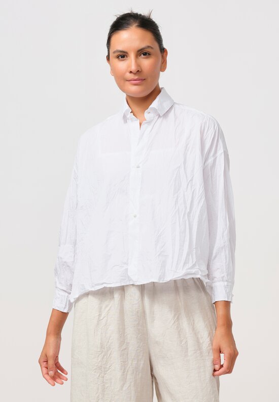 Daniela Gregis Cropped Uomo Shirt with Silk Slip in Ottico White	