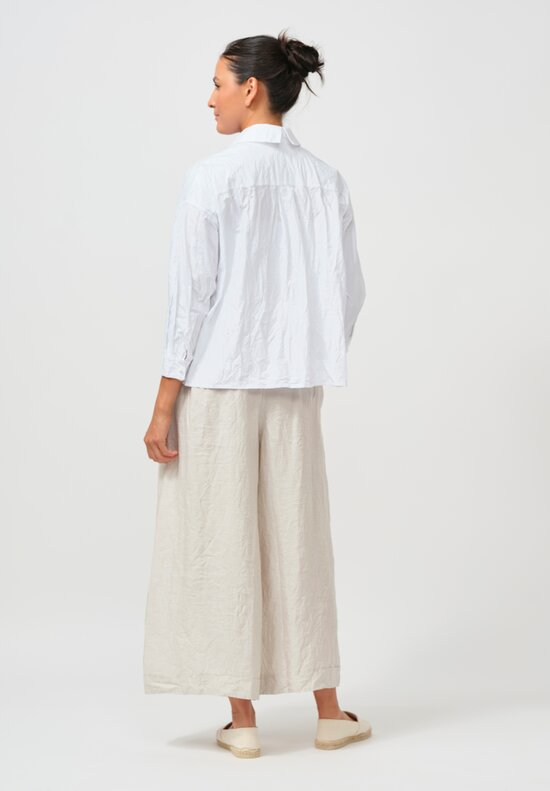 Daniela Gregis Cropped Uomo Shirt with Silk Slip in White	