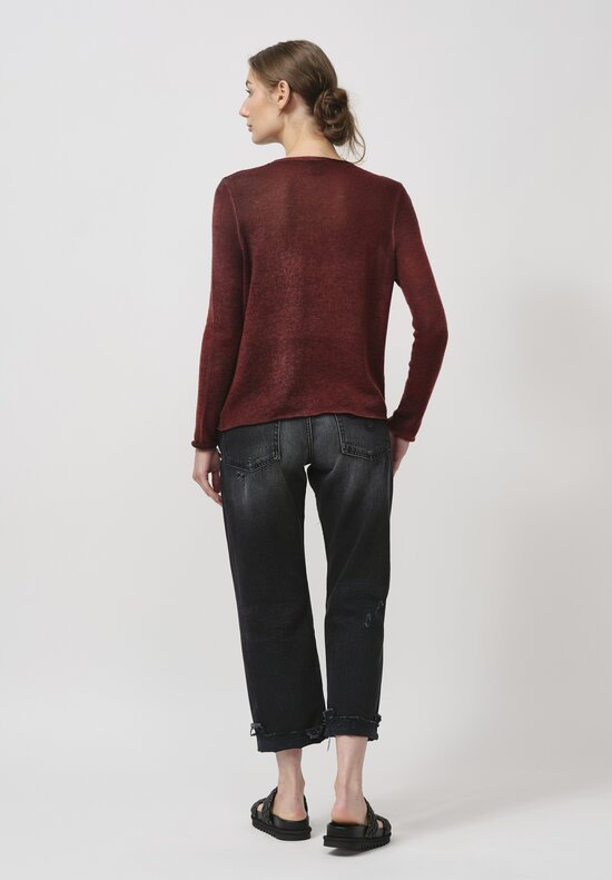 Avant Toi Cashmere Garza Sweater in Nero Goji Red	