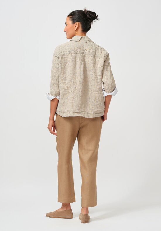 Daniela Gregis Layered Linen & Cotton Vivo Shirt Jacket in Natural & Raw White
