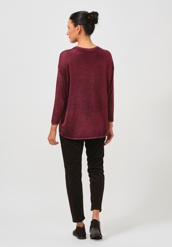 Avant Toi Cashmere & Silk Maglia Barchetta Sweater in Nero Wine Red	