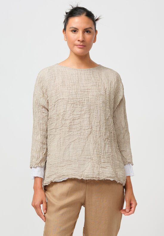 Daniela Gregis Washed Linen Gelso Top in Natural & Raw White	