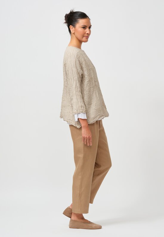 Daniela Gregis Washed Linen Gelso Top in Natural & Raw White	