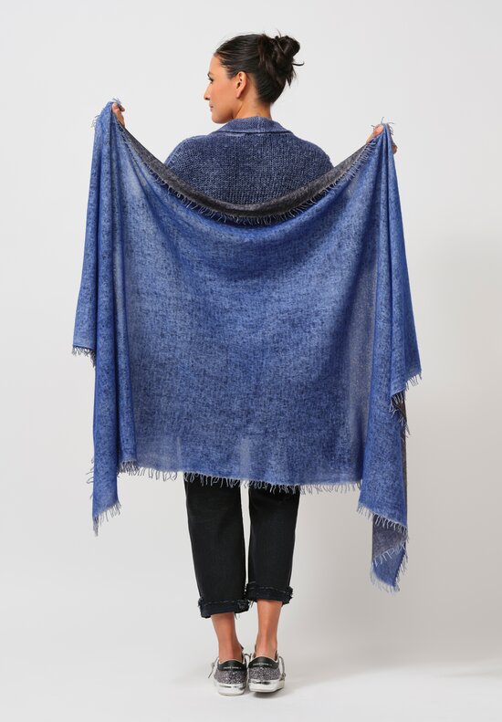 Avant Toi Hand-Painted Cashmere Stola Scarf in Nero China Blu	