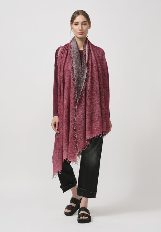 Avant Toi Hand-Painted Cashmere Stola Scarf in Nero Wine Red	