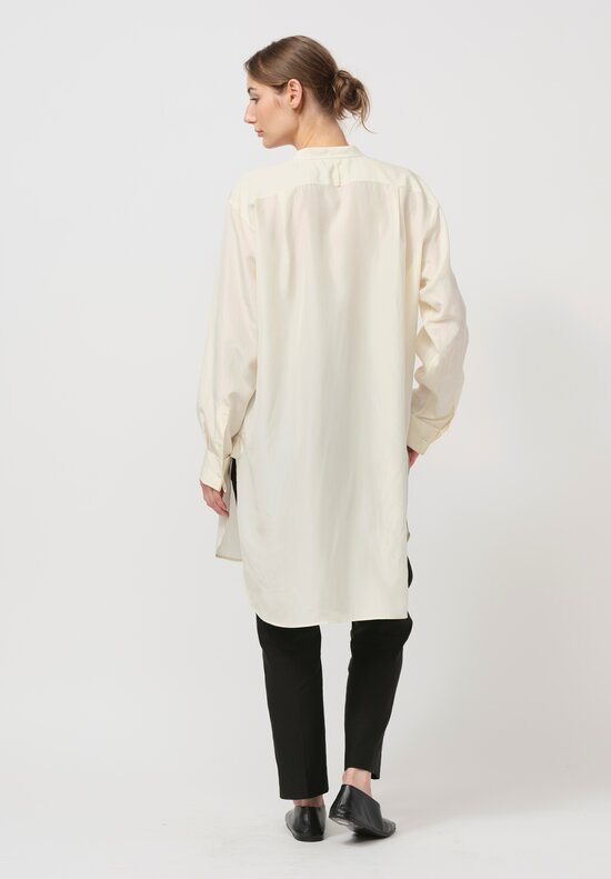 The Row Silk Eden Shirt in Ivory White	