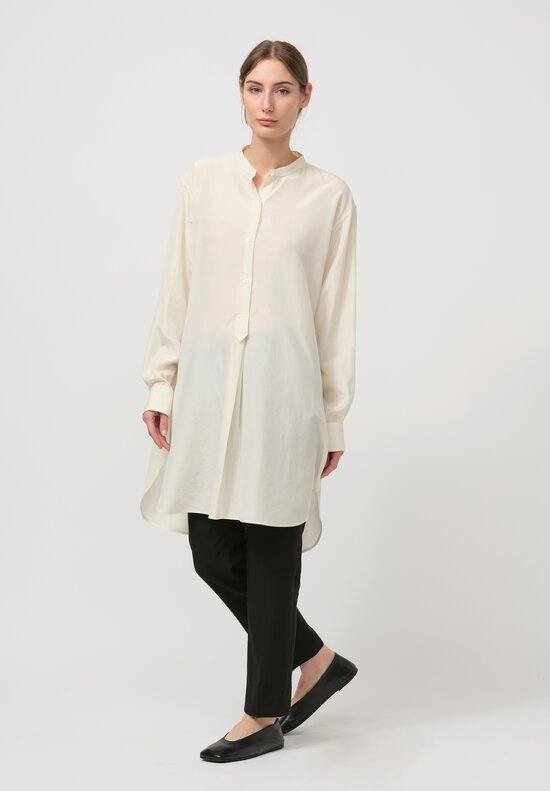 The Row Silk Eden Shirt in Ivory White	