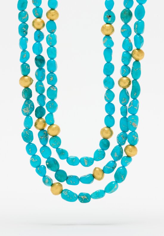 Greig Porter 18K, 3-Strand Kingman Turquoise Necklace	