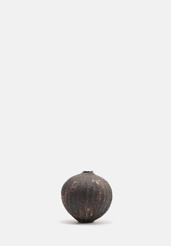 Lise Herud Braten Textured Small Moonvase in Dark Brown & White	