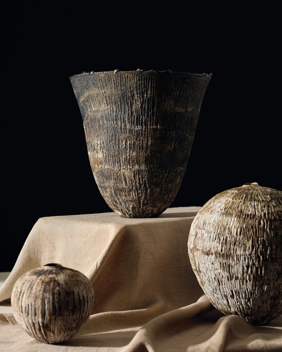 Lise Herud Braten Tall Stormy Slate Open Vessel in Dark Grey