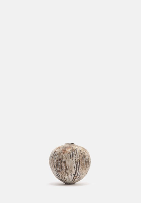 Lise Herud Braten Textured Small Moonvase in White & Brown	
