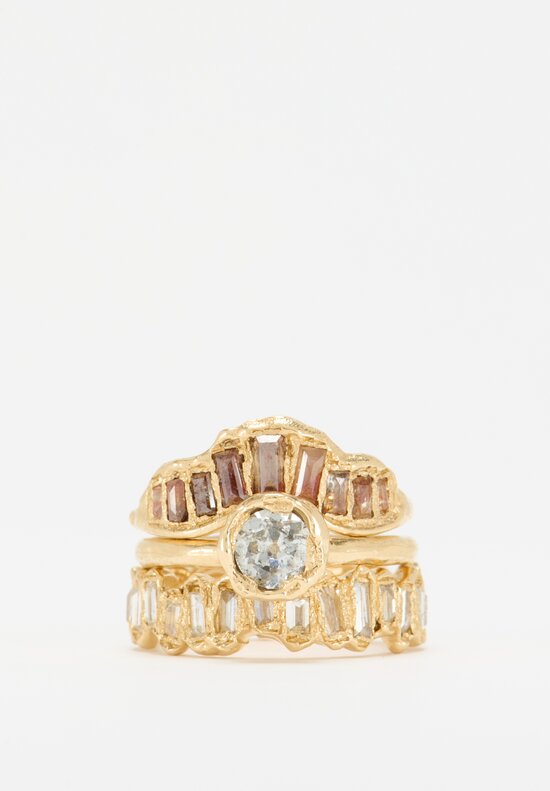 Ellis Mhairi Cameron 14K Soft Red Baguette Diamond V-Shaped Scatter Ring