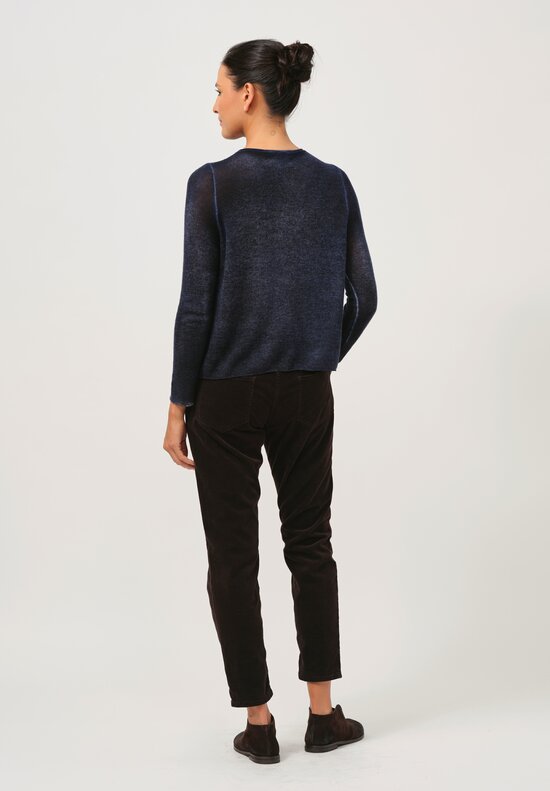 Avant Toi Cashmere Light Garza Sweater in Nero China Blue	