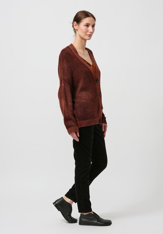 Avant Toi Cashmere & Silk Rasato Cardigan in Nero Cuoio Brown	