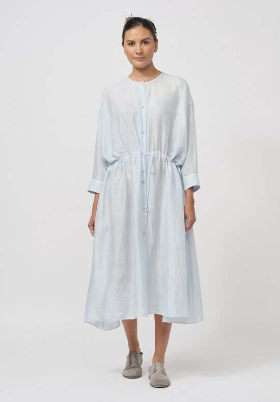 Kaval Khadi Silk Button-Front Open Tunic in Sax Blue	