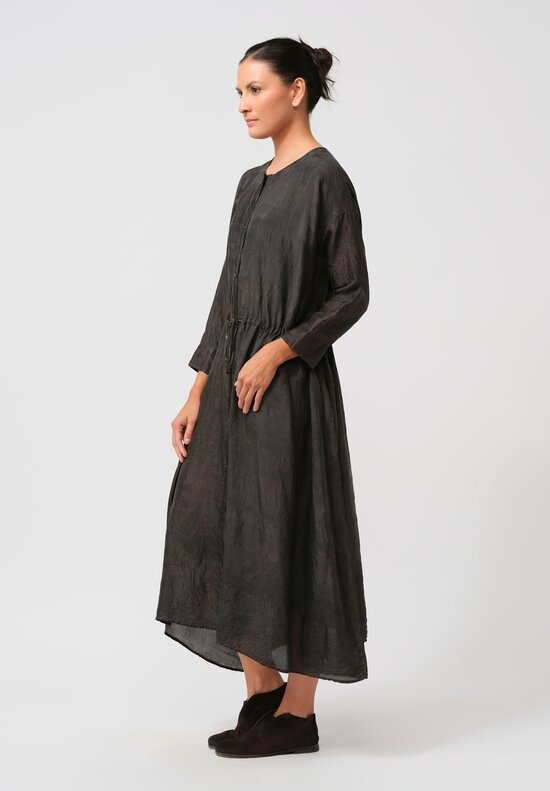 Kaval Khadi Silk Button-Front Open Tunic in Ash Glaze 