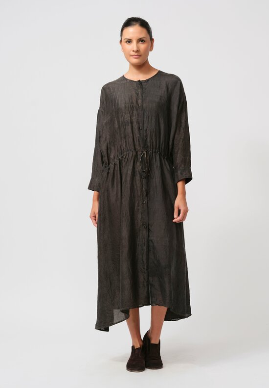 Kaval Khadi Silk Button-Front Open Tunic in Ash Glaze 