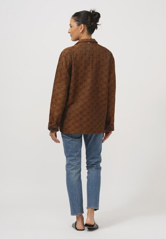 Mieko Mintz Jacquard Kantha Simple Jacket in Sunflower Copper & Brown	