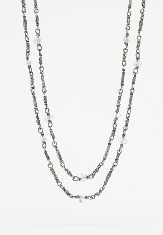 Miranda Hicks Herkimer Diamond on Tiny Flapper Clasp Necklace	