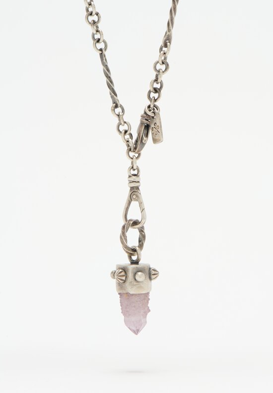 Miranda Hicks Amethyst Spirit Quartz Pendant on Hand Forged Bar Station Necklace	