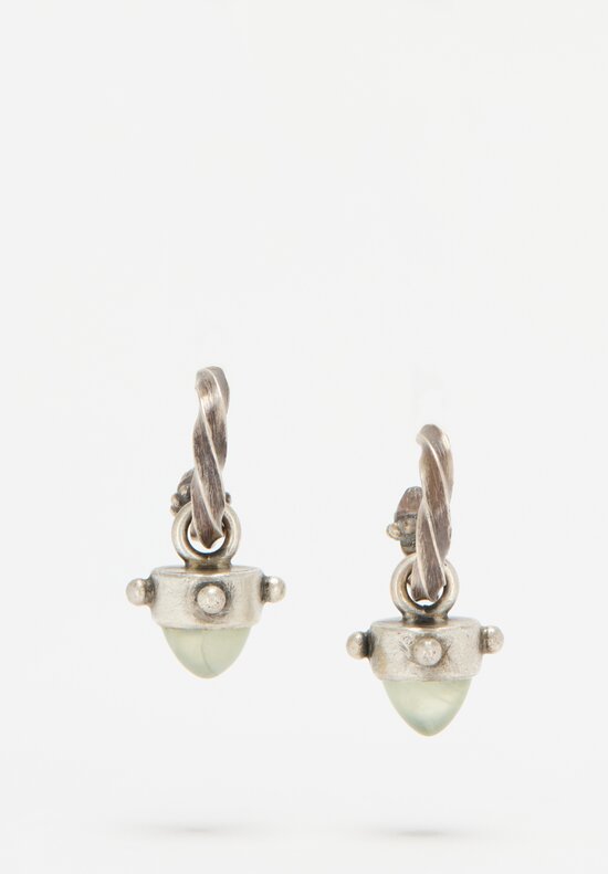 Miranda Hicks Prehnite Finial Hoop Bullet Drop Earrings	