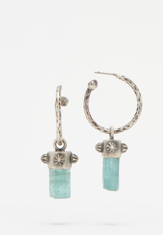 Miranda Hicks Aquamarine Drops on Mega Hoop Earrings	