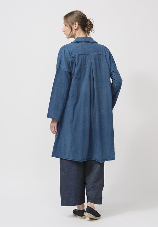 Alabama Chanin Organic Cotton Bold Coat in Indigo Blue	