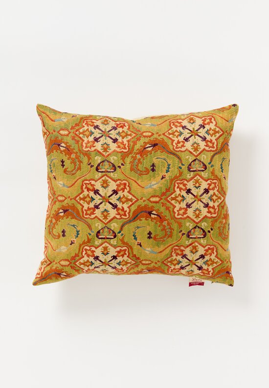 Mehmet Cetinkaya Embroidered Pillow in Green, Yellow & Orange	