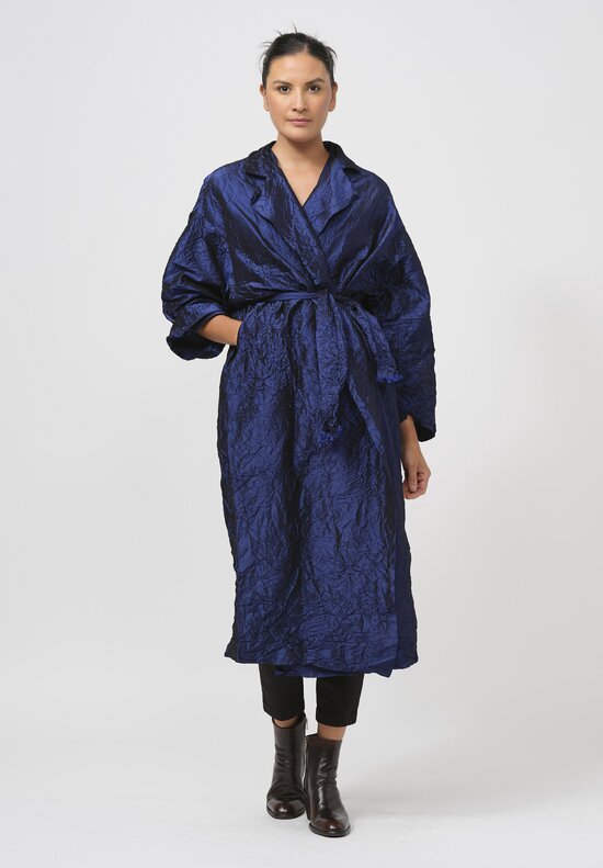 Daniela Gregis Washed Silk Randa Lungo Coat in China Blue	