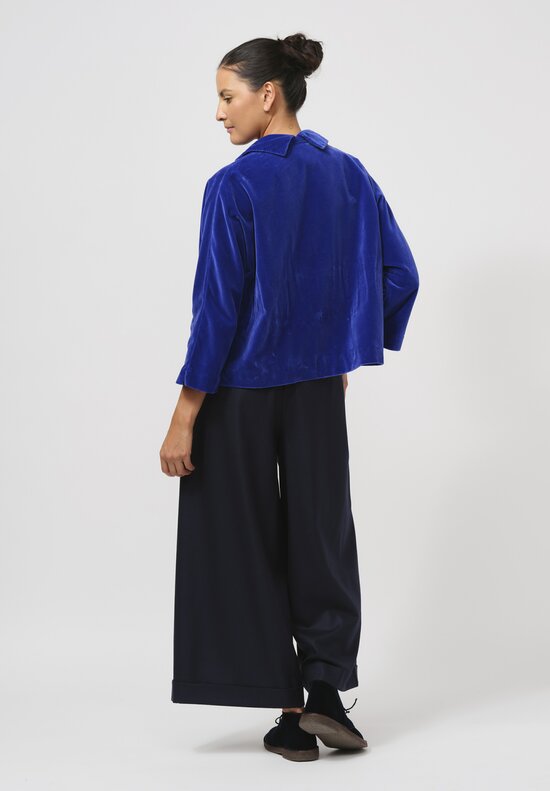 Daniela Gregis Washed Cotton Velvet Peonia Jacket in Electric Blue	