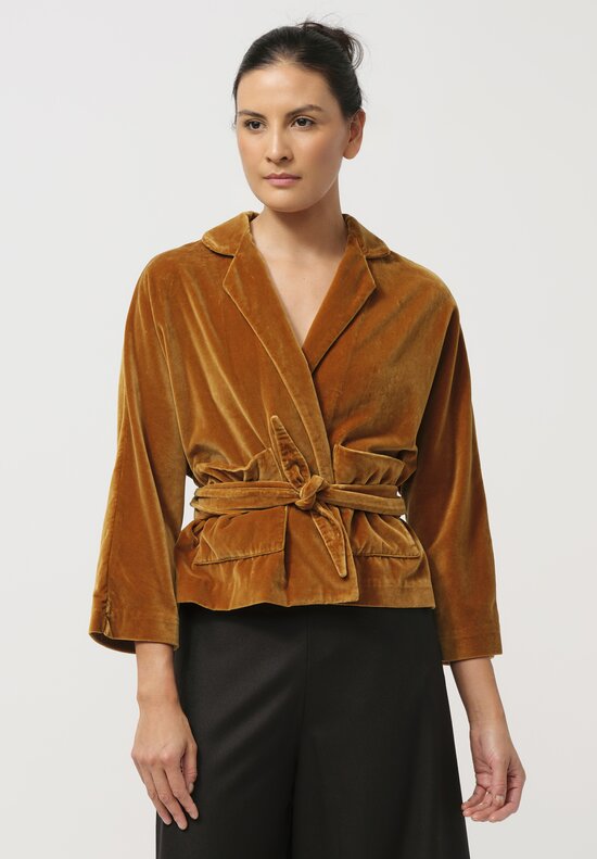 Daniela Gregis Washed Cotton Velvet Peonia Jacket in Cannella Brown	