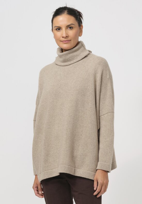 Daniela Gregis Cashmere Gianna Turtleneck Sweater in Soft Natural	