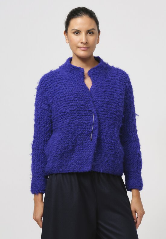 Daniela Gregis Hand-Knit Alpaca Melograno Jacket in Royal Blue	