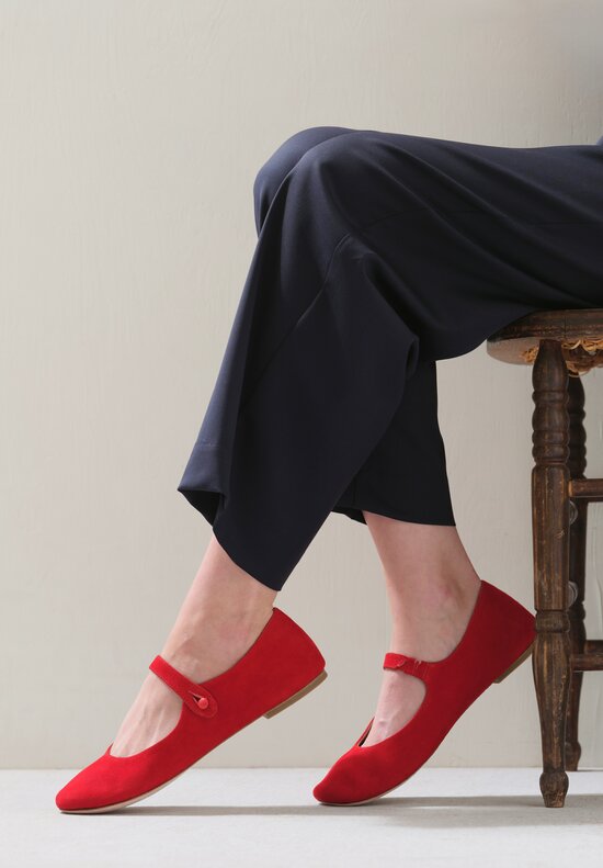 Daniela Gregis Suede Papavero Ballerina Flats in Rosso Red	