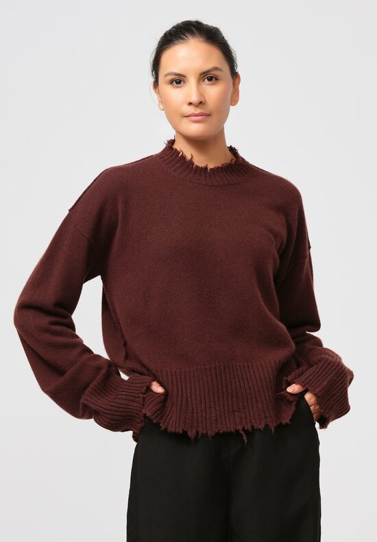Uma Wang Cashmere Long Sleeve Sweater in Brown Red	