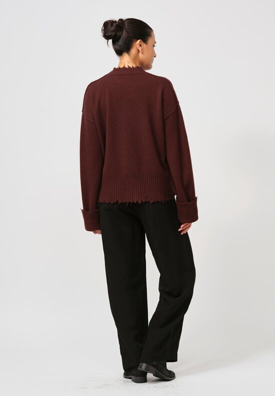 Uma Wang Cashmere Long Sleeve Sweater in Brown Red	