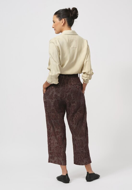 Uma Wang Linen & Cotton Rewind Pudding Pant in Red & Brown Jacquard	