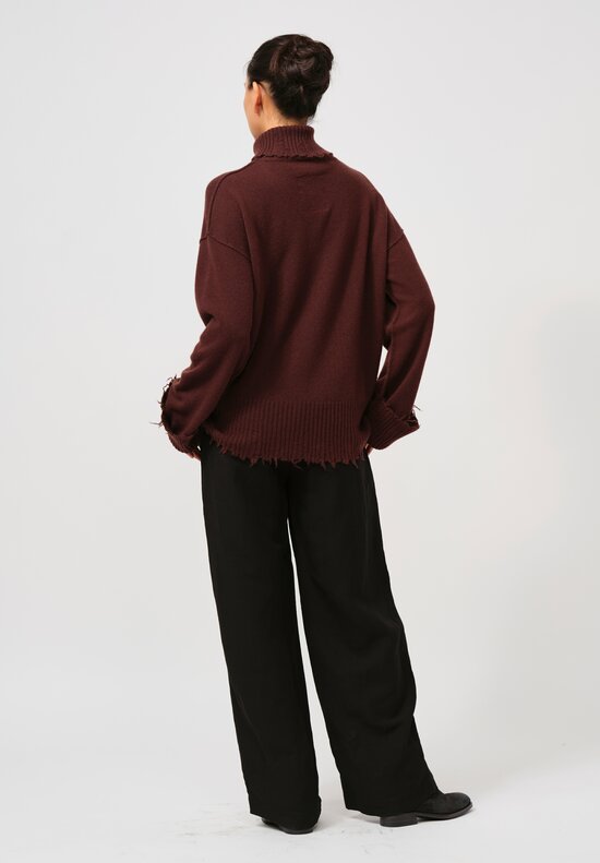 Uma Wang Cashmere Turtleneck Sweater in Brown Red	