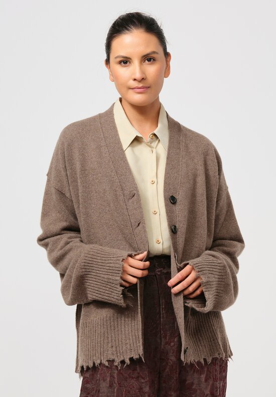 Uma Wang Cashmere Over Cardigan in Coffee Brown	