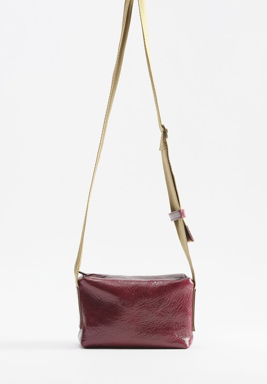 Uma Wang Small Leather Shoulder Bag with Camera Strap in Red	