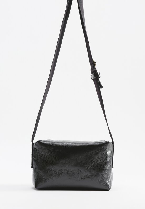 Uma Wang Medium Leather Shoulder Bag with Camera Strap in Black	