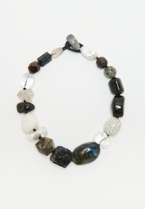 Monies Mountain Crystal, Tourmaline, Baroque Pearl, Labradorite & Agate Necklace	