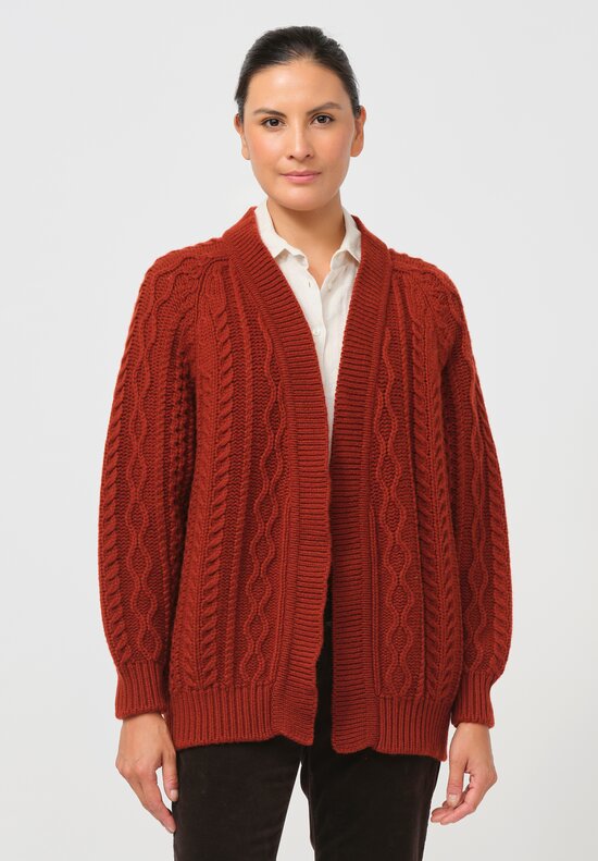 Begg x Co Cashmere Omono Cardigan in Harissa Red	