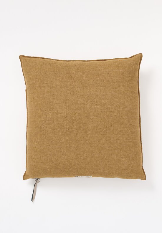 Maison de Vacances Square Washed Linen Crepon Pillow in Havane	