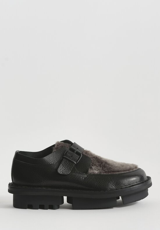 Trippen Sheepskin-Lined Transform Shoe in Steel & Black	