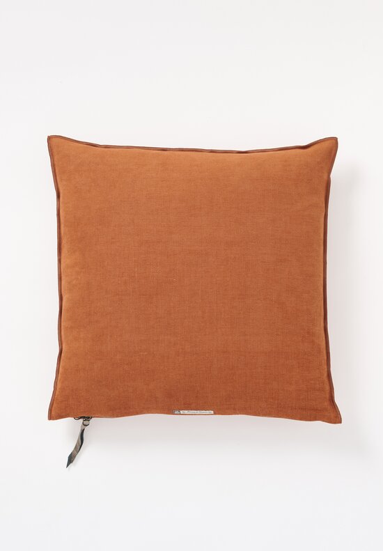 Maison de Vacances Chenille Soft Washed Linen Square Pillow in Rouille	