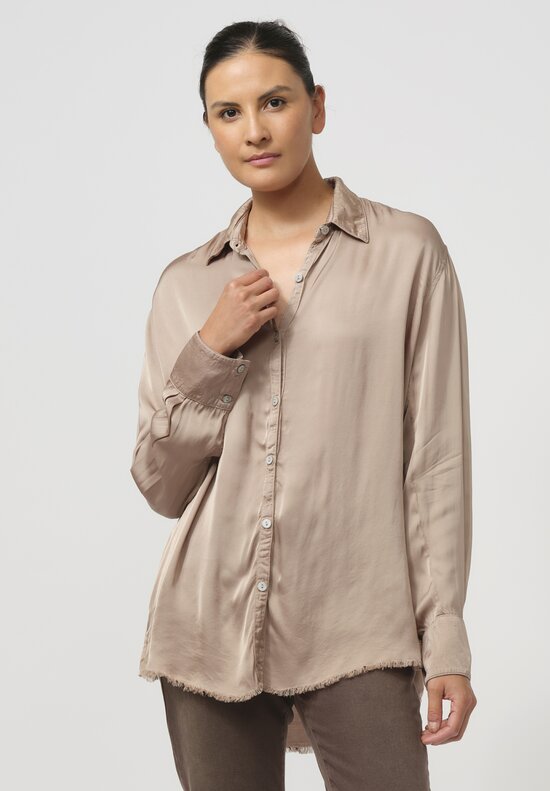 Jaga Button-Down Capri Shirt in Shiitake Natural	